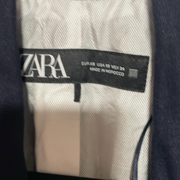 ZARA blazer in blue and white with striped cuffs - Picture 3 of 4
